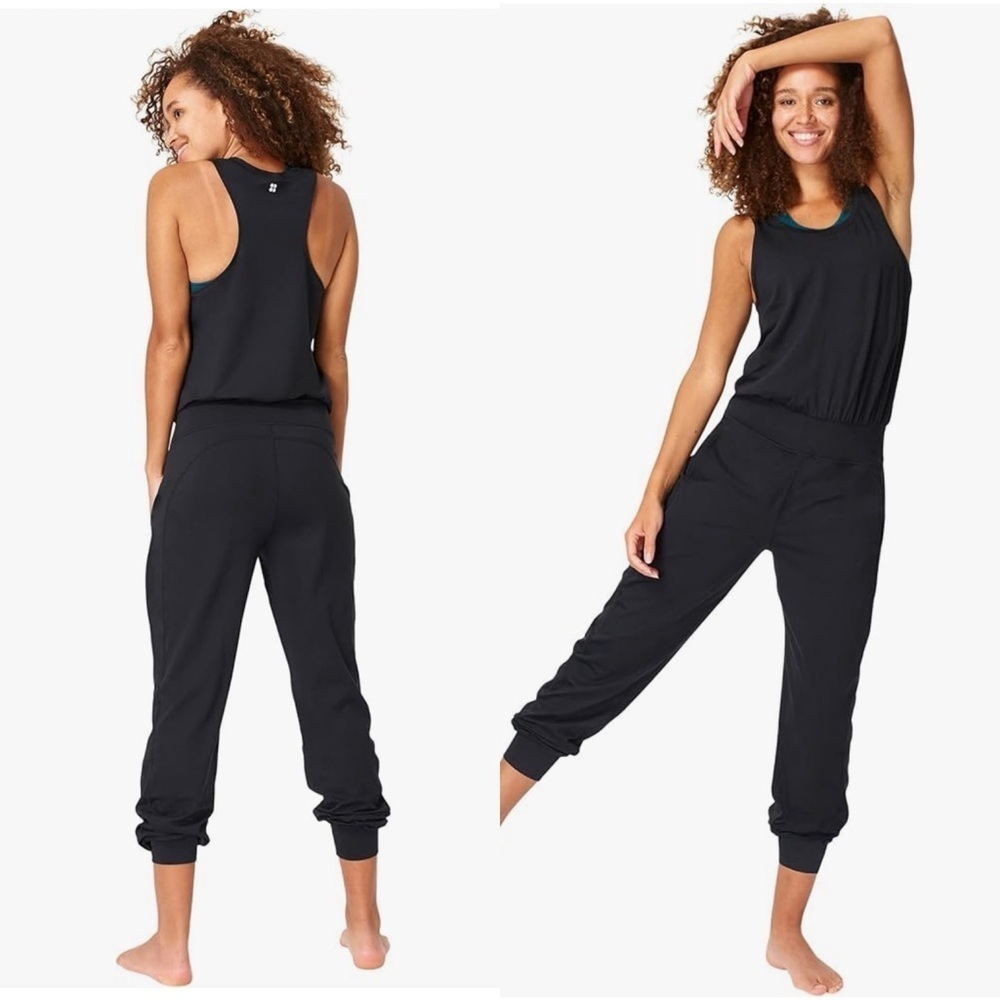 SWEATY BETTY Yoga Jogger Jumpsuit Black Size Medium - Picture 2 of 15